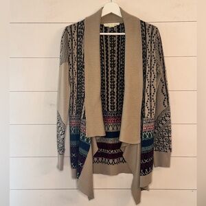 Staring at Stars Beige Geometric Knit Open Front Cardigan Sz Small